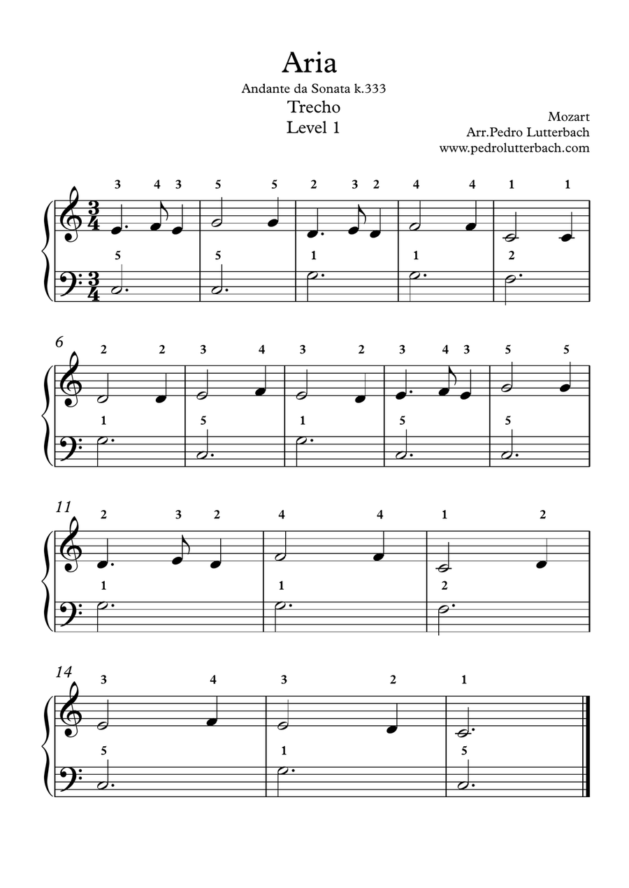 Air From Sonata k.333 Easy Piano scores gallery preview page 1