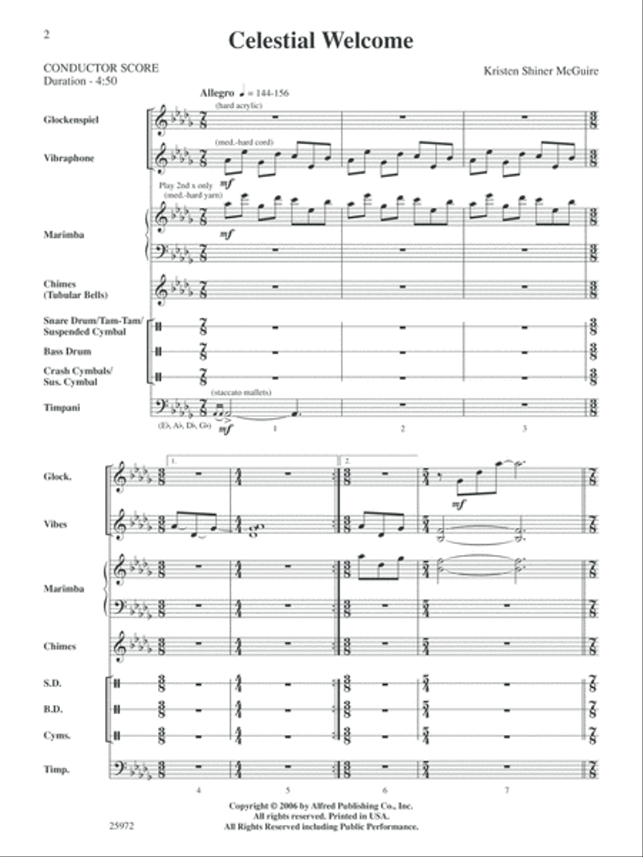 Celestial Welcome: Score Percussion Ensemble scores gallery preview page 2