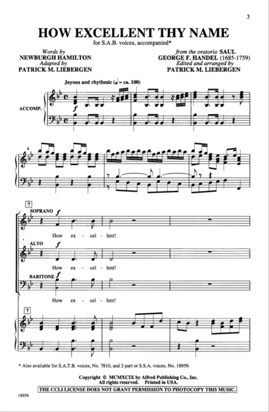 How Excellent Thy Name 3-Part scores gallery preview page 3