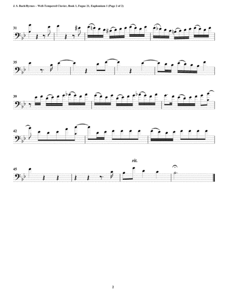 Fugue 21 from Well-Tempered Clavier, Book 1 (Euphonium-Tuba Quintet) image number null
