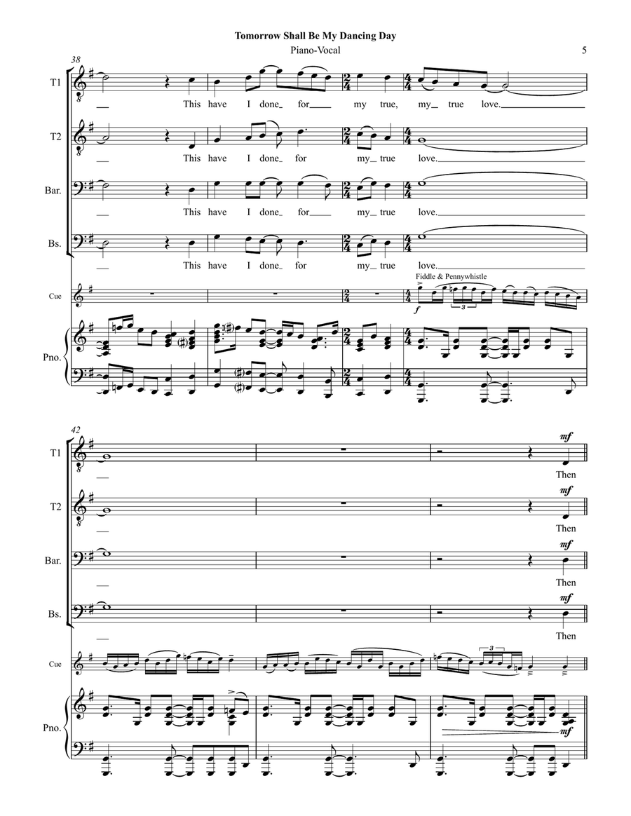 Tomorrow Shall Be My Dancing Day TTBB scores gallery preview page 5