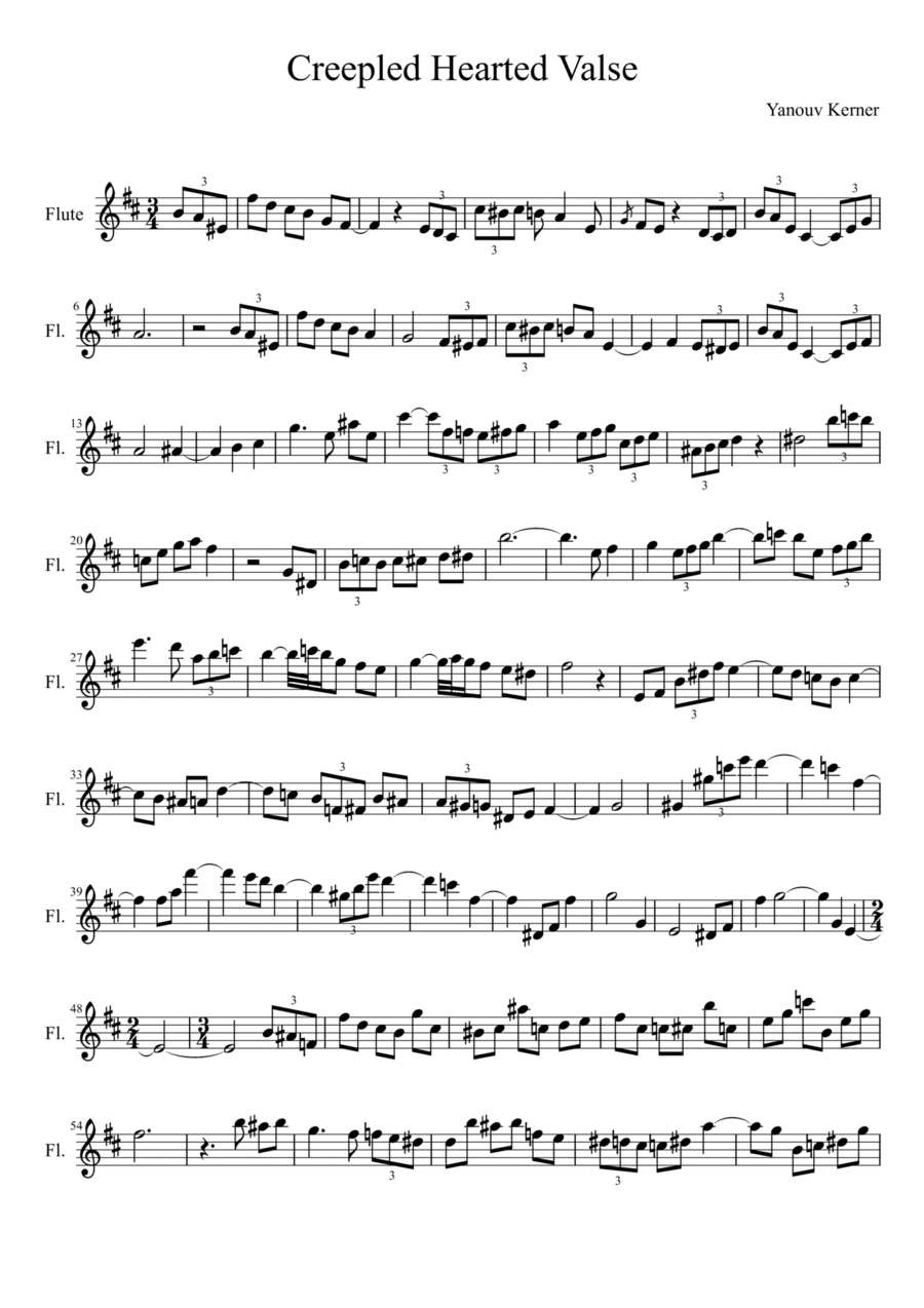 Valse a Yanouv (Creeple-Hearted Waltz) Flute Solo scores gallery preview page 1