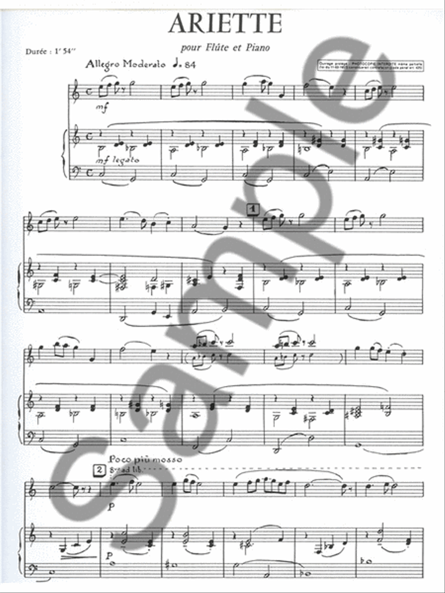 Lancen Ariette Lm001 Flute & Piano Book Flute Solo scores gallery preview page 2