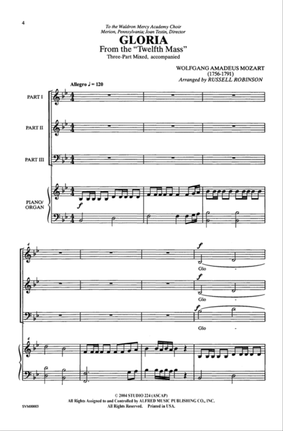 Gloria 3-Part scores gallery preview page 2
