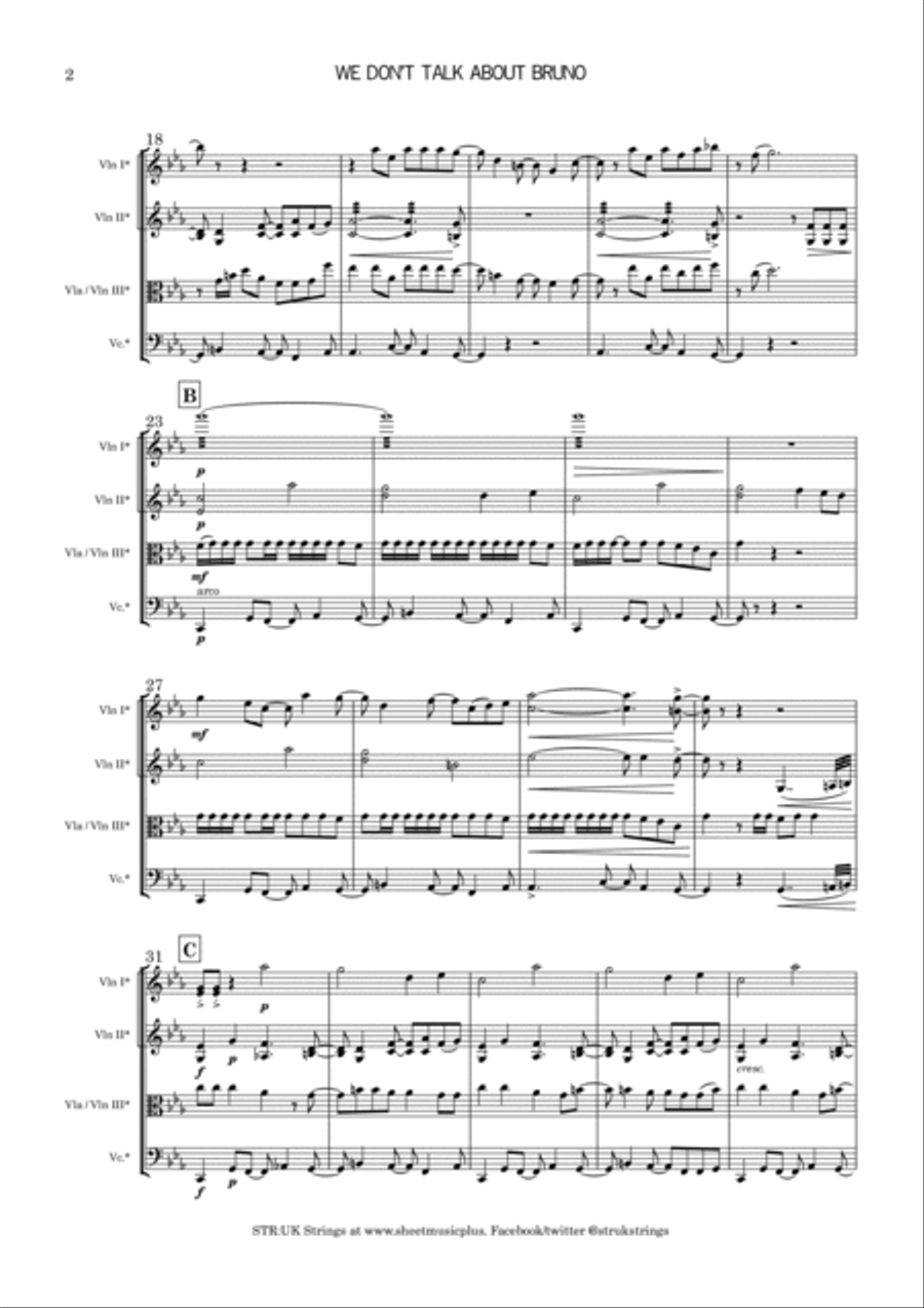 We Don't Talk About Bruno String Quartet scores gallery preview page 3