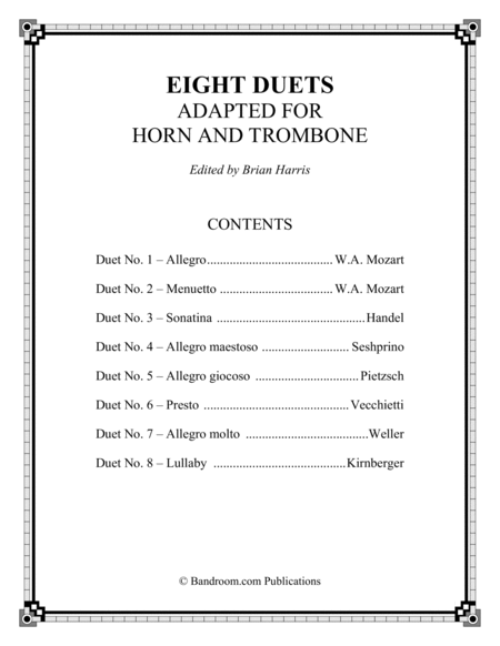 EIGHT DUETS ADAPTED FOR HORN AND TROMBONE image number null