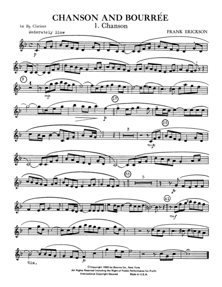 Chanson And Bourree - 1st Bb Clarinet