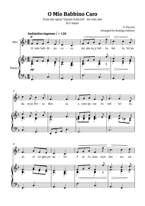 O Mio Babbino Caro - for alto (in F major)