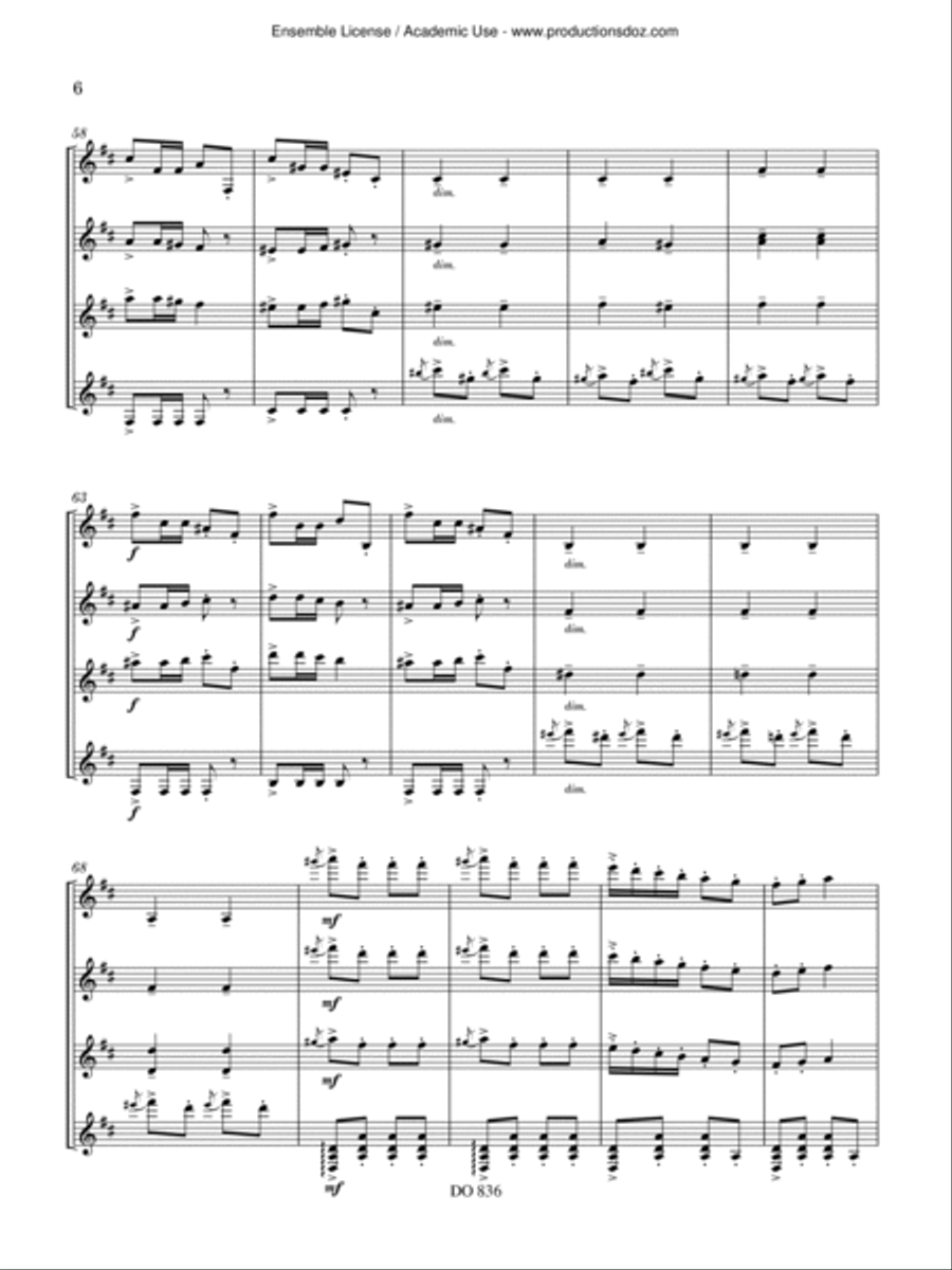 Turkish March Guitar Ensemble scores gallery preview page 6