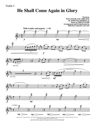 Book cover for He Shall Come Again in Glory (arr. Thomas Grassi) - Violin 1