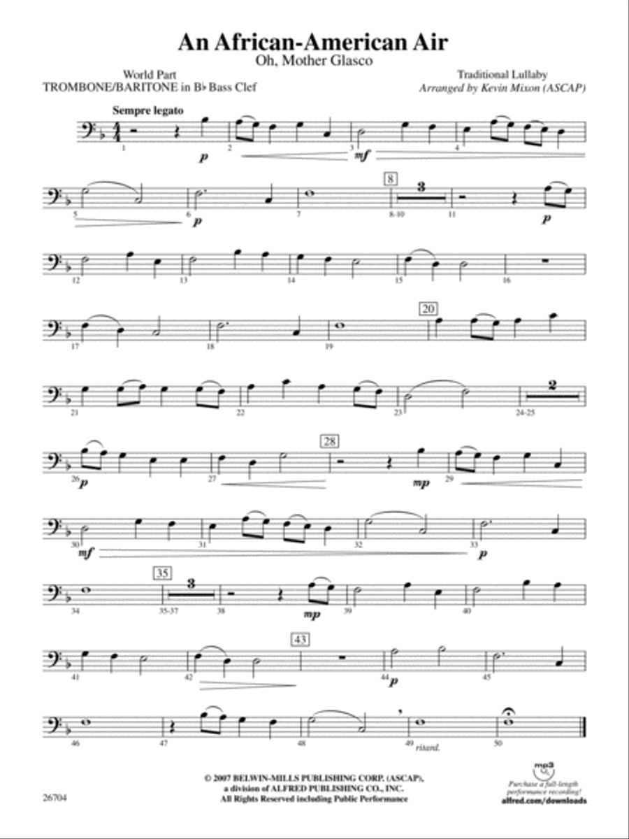 An African-American Air: (World Part) 1st B-flat Trombone B.C. Concert Band scores gallery preview page 1