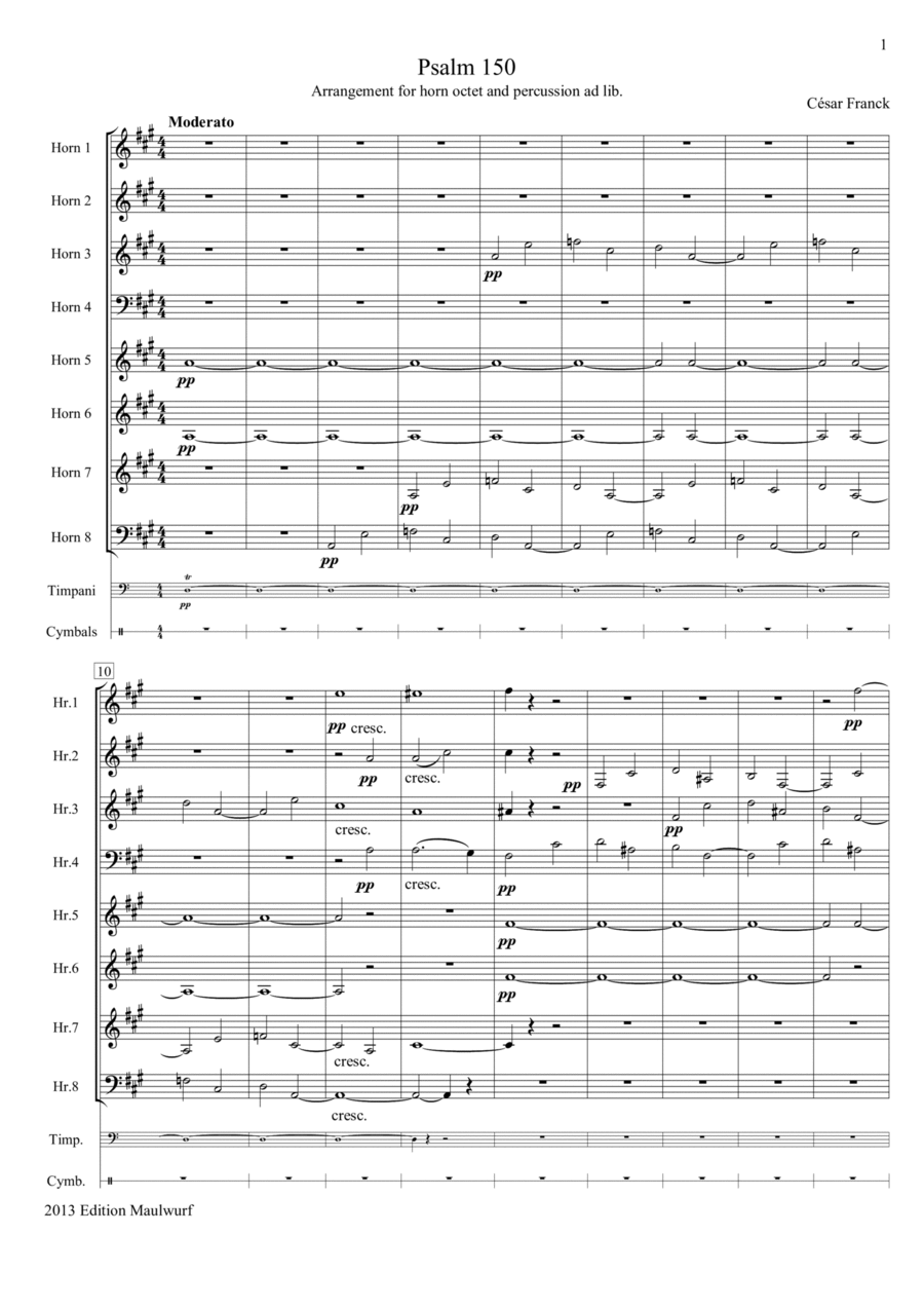 Psalm 150 Psalm 150 Horn scores gallery preview page 1