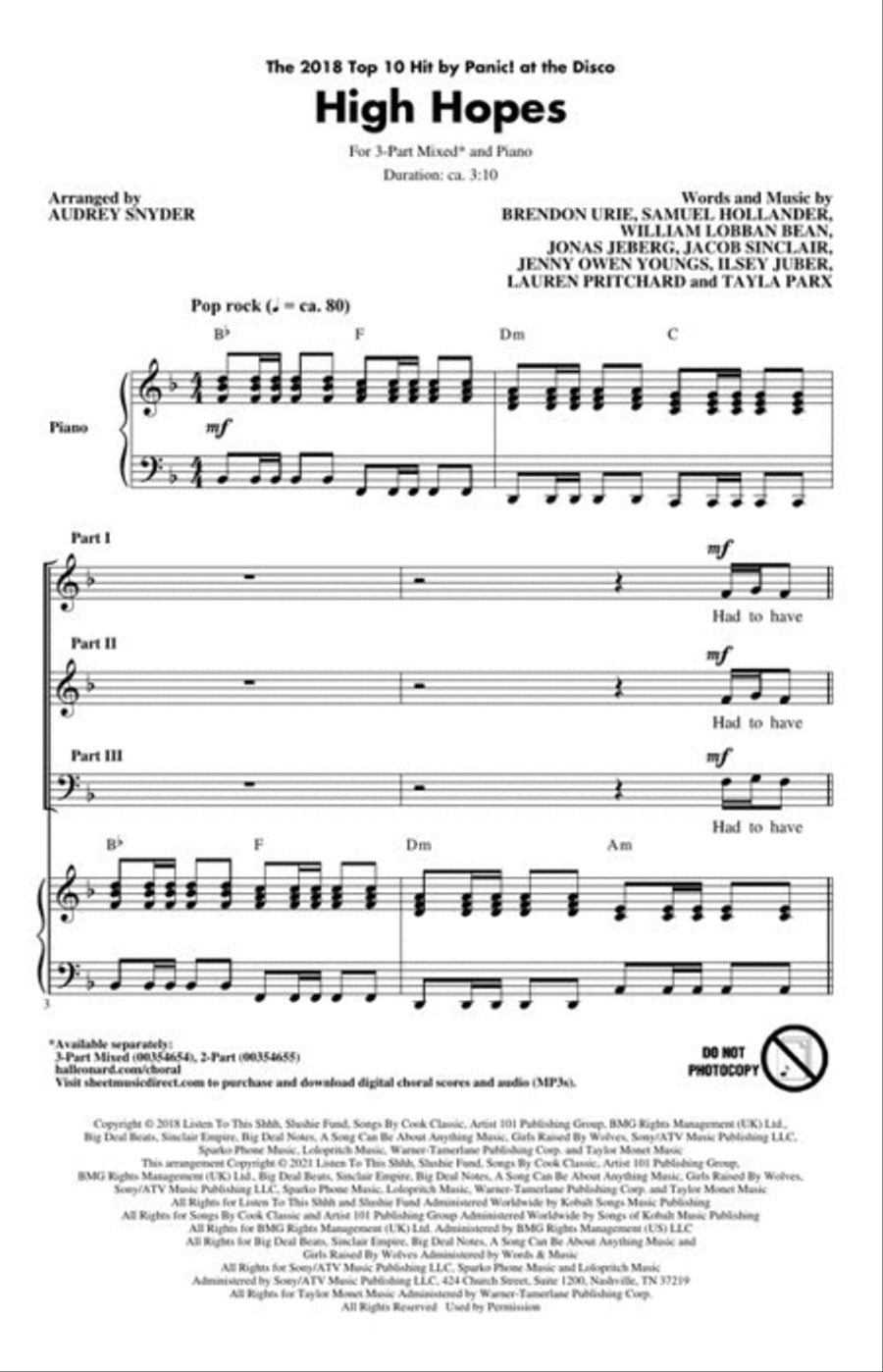 High Hopes 3-Part scores gallery preview page 5