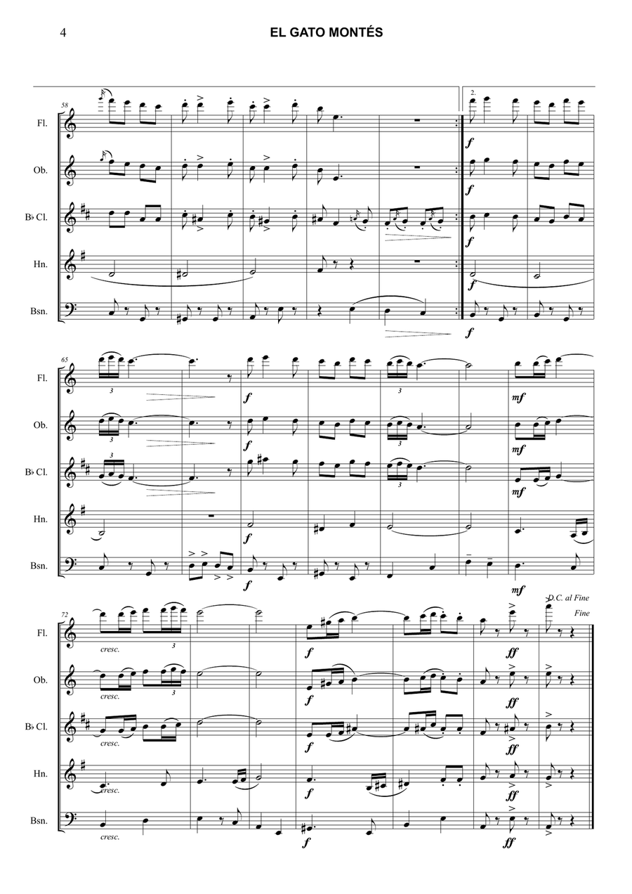 El Gato Montés Woodwind Quintet scores gallery preview page 4