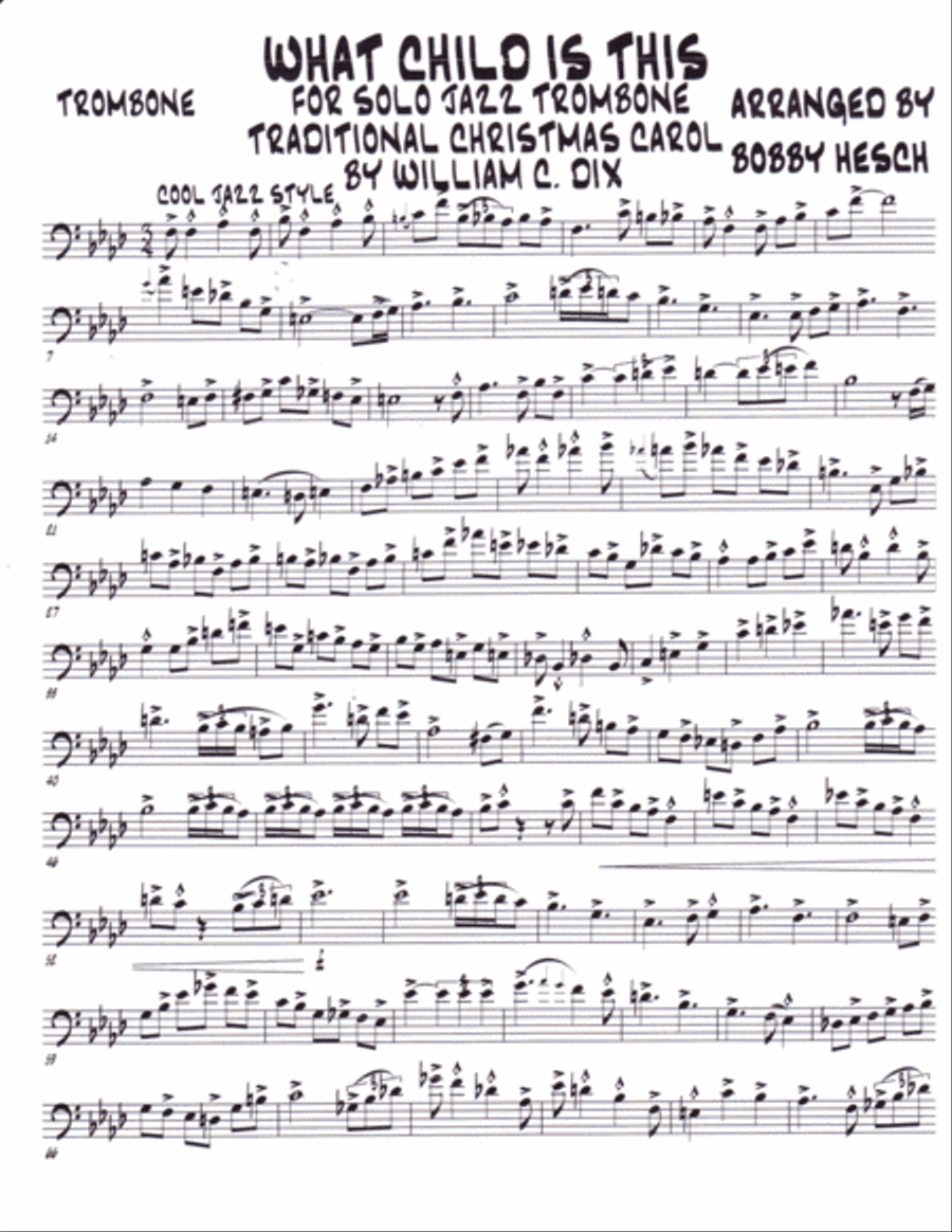 What Child Is This For Solo Jazz Trombone Trombone Solo scores gallery preview page 2