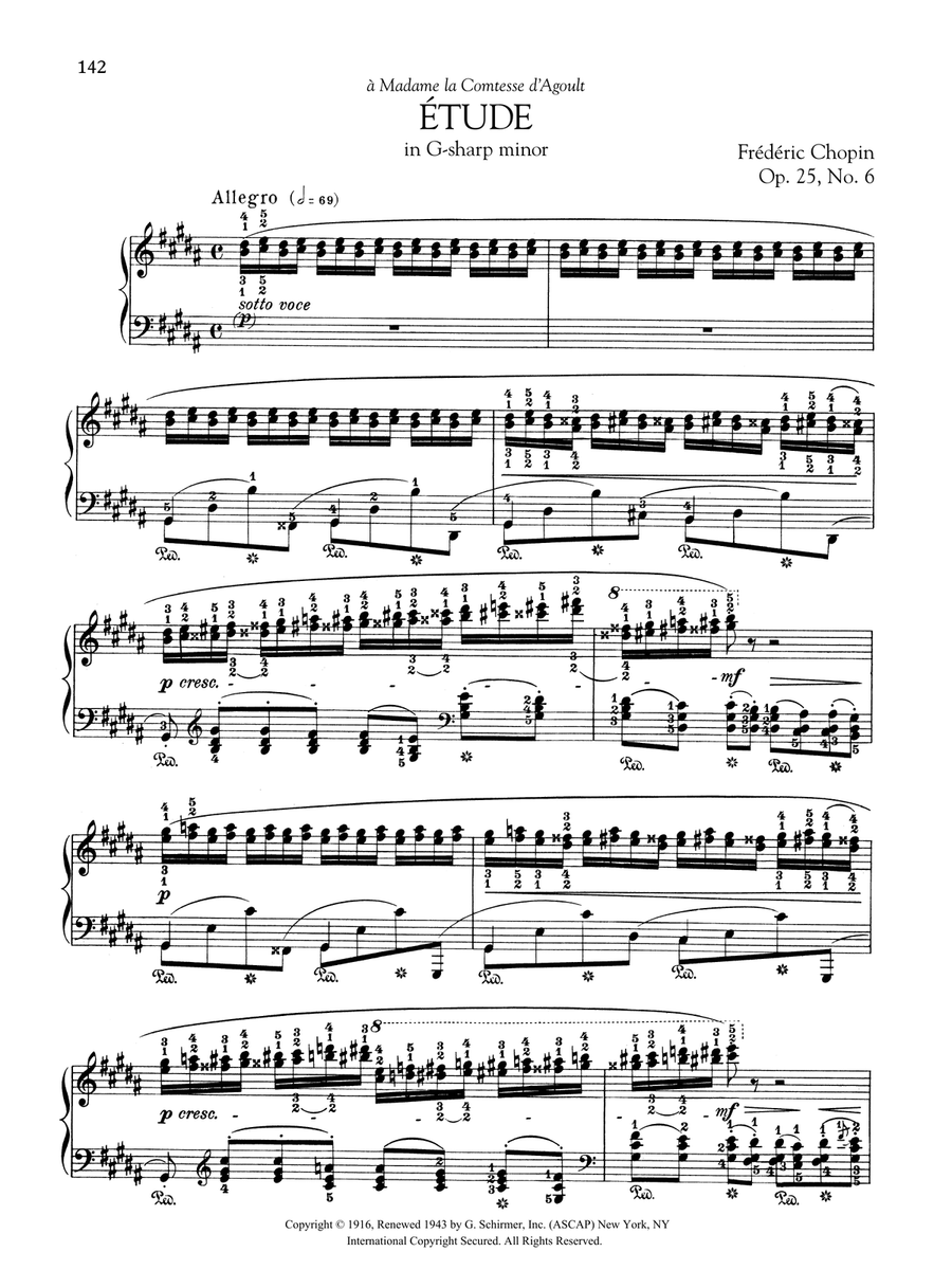 Etude in G-sharp minor, Op. 25, No. 6 Piano Method scores gallery preview page 1