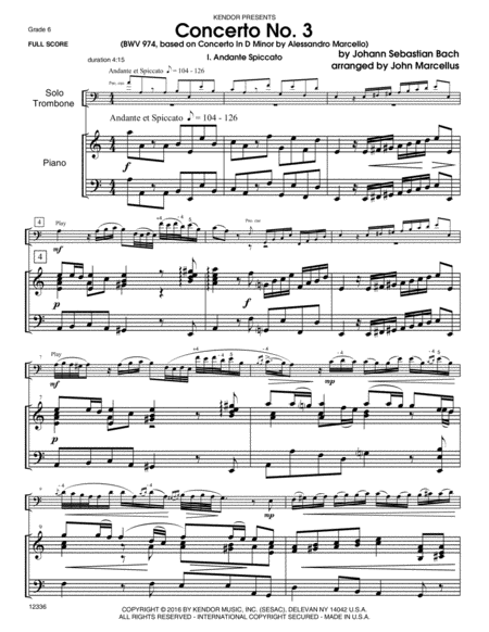 Concerto No. 3 (BWV 974, based on Concerto In D Minor by Alessandro Marcello)