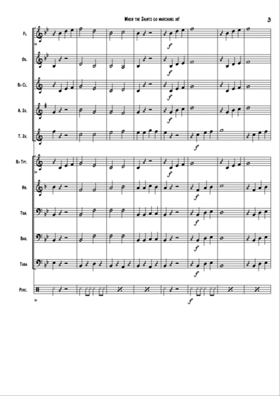 When the Saints go marching in Concert Band scores gallery preview page 3