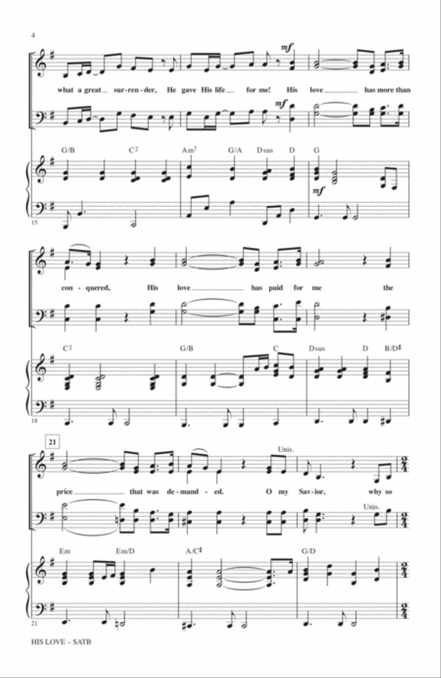 His Love 4-Part scores gallery preview page 3