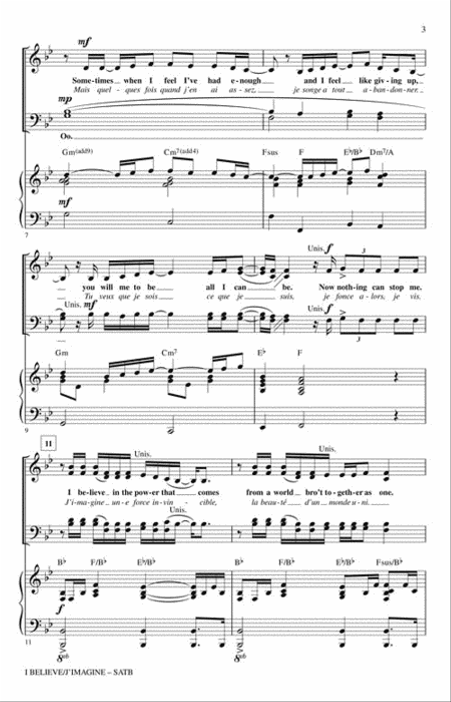 I Believe/J'Imagine Choir scores gallery preview page 3