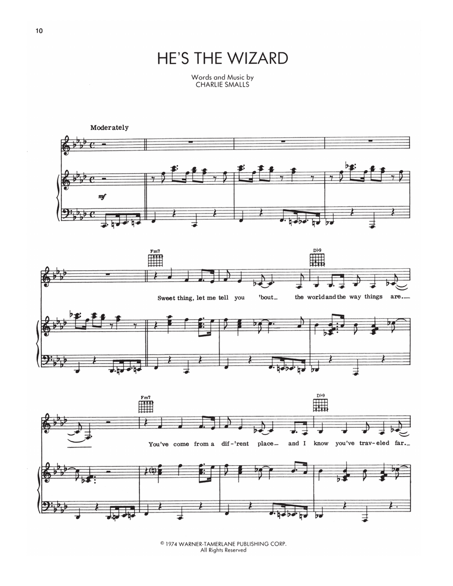 He's The Wizard (from The Wiz) Piano, Vocal, Guitar scores gallery preview page 1