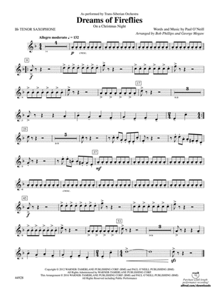 Dreams of Fireflies (On a Christmas Night): B-flat Tenor Saxophone