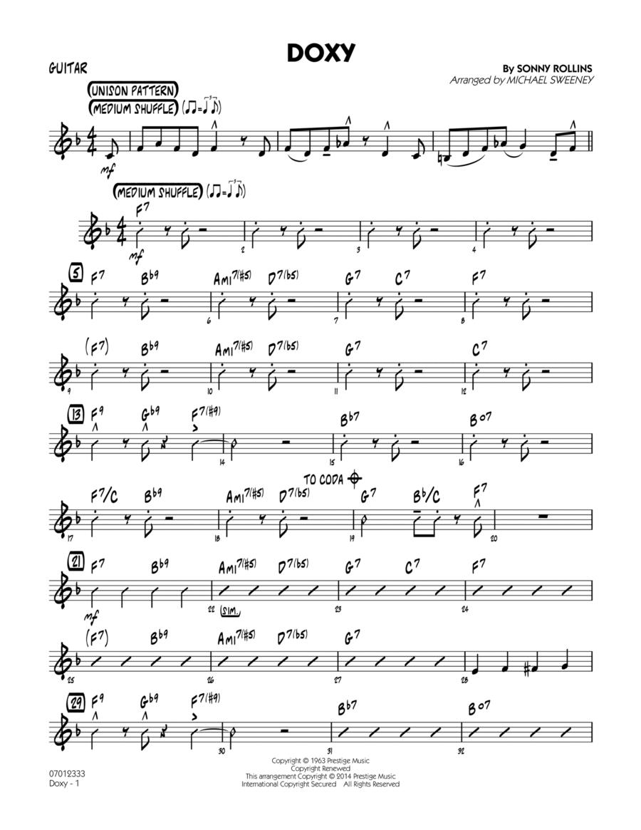 Doxy - Guitar Jazz Ensemble scores gallery preview page 1