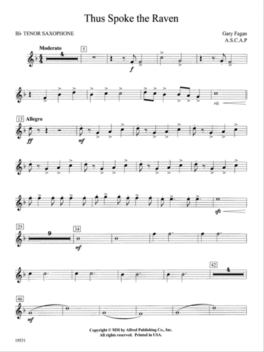 Thus Spoke the Raven: B-flat Tenor Saxophone Concert Band scores gallery preview page 1