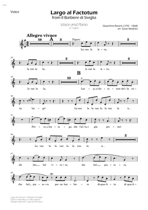 Largo al Factotum - Voice and Piano - C Major (Individual Parts)