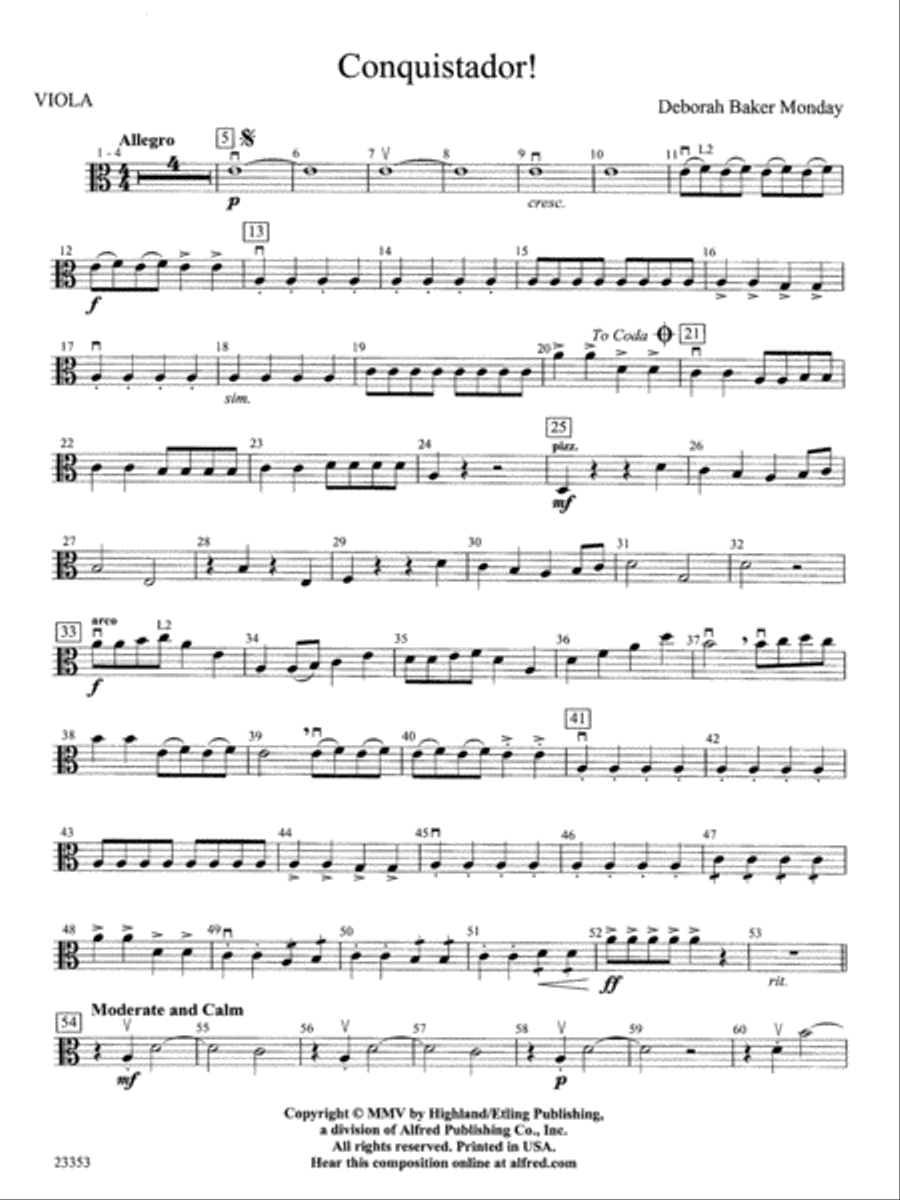 Conquistador!: Viola String Orchestra scores gallery preview page 1