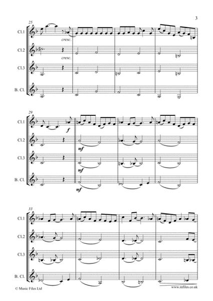 Jazzy Swing Song (for Clarinet Quartet - score & parts) image number null