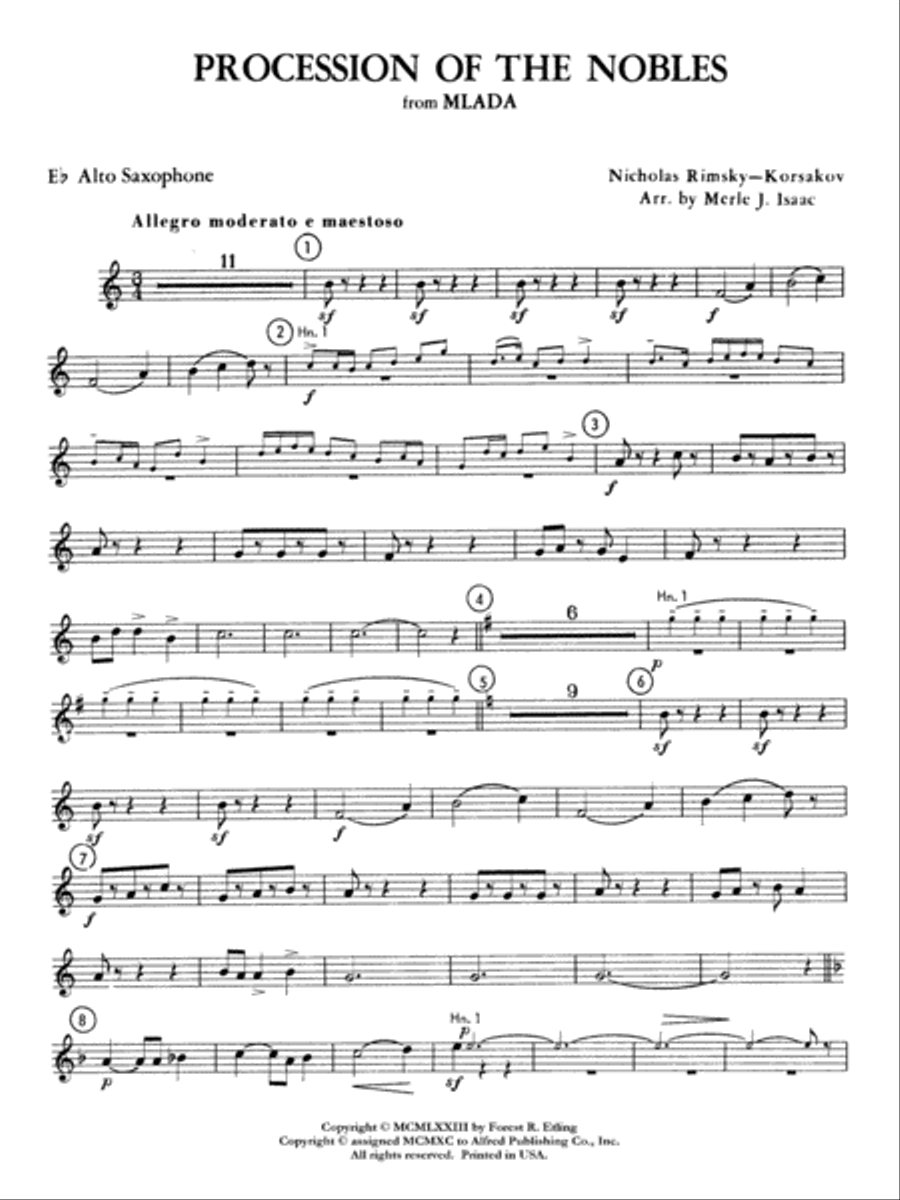 Procession of the Nobles: E-flat Alto Saxophone Full Orchestra scores gallery preview page 1