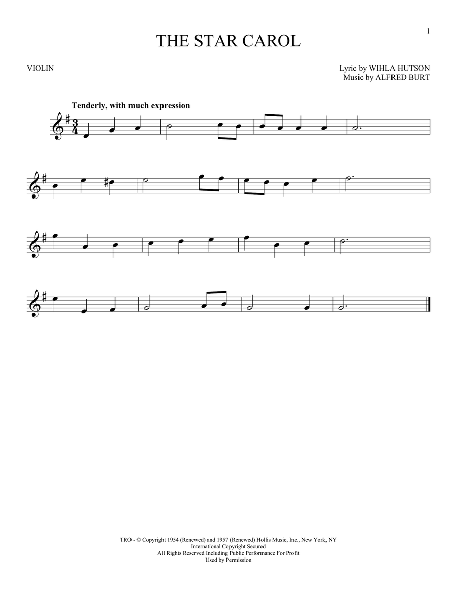 The Star Carol The Star Carol Violin Solo scores gallery preview page 1