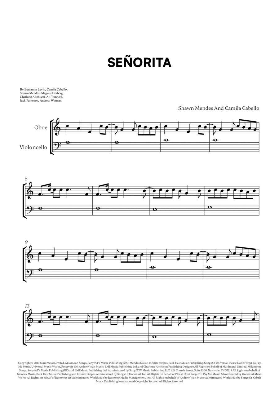 Señorita Señorita Oboe scores gallery preview page 1