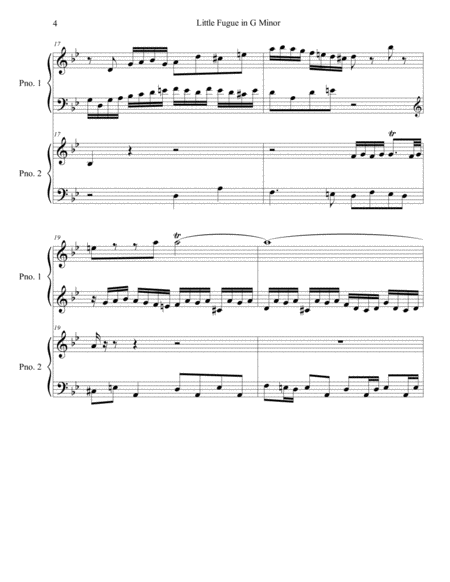 JS Bach, "Little" Fugue in G Minor for Two Pianos, Four Hands (advanced version) image number null