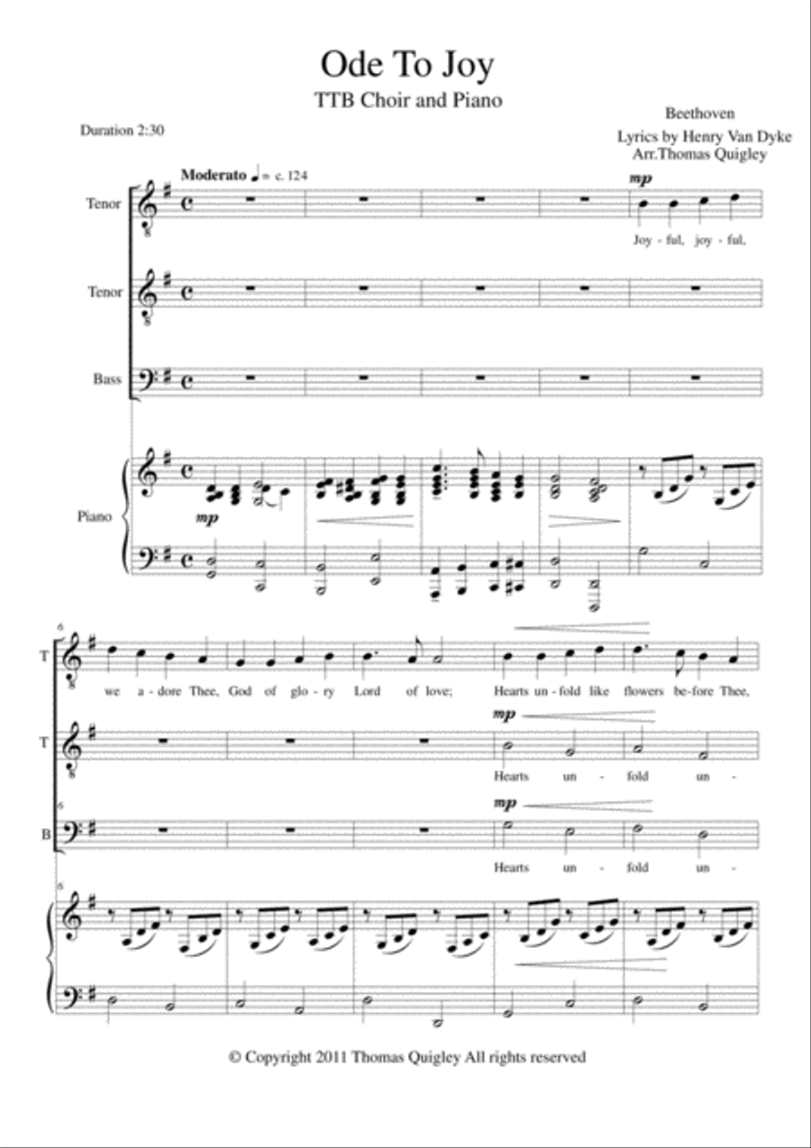 Ode To Joy 3-Part scores gallery preview page 1