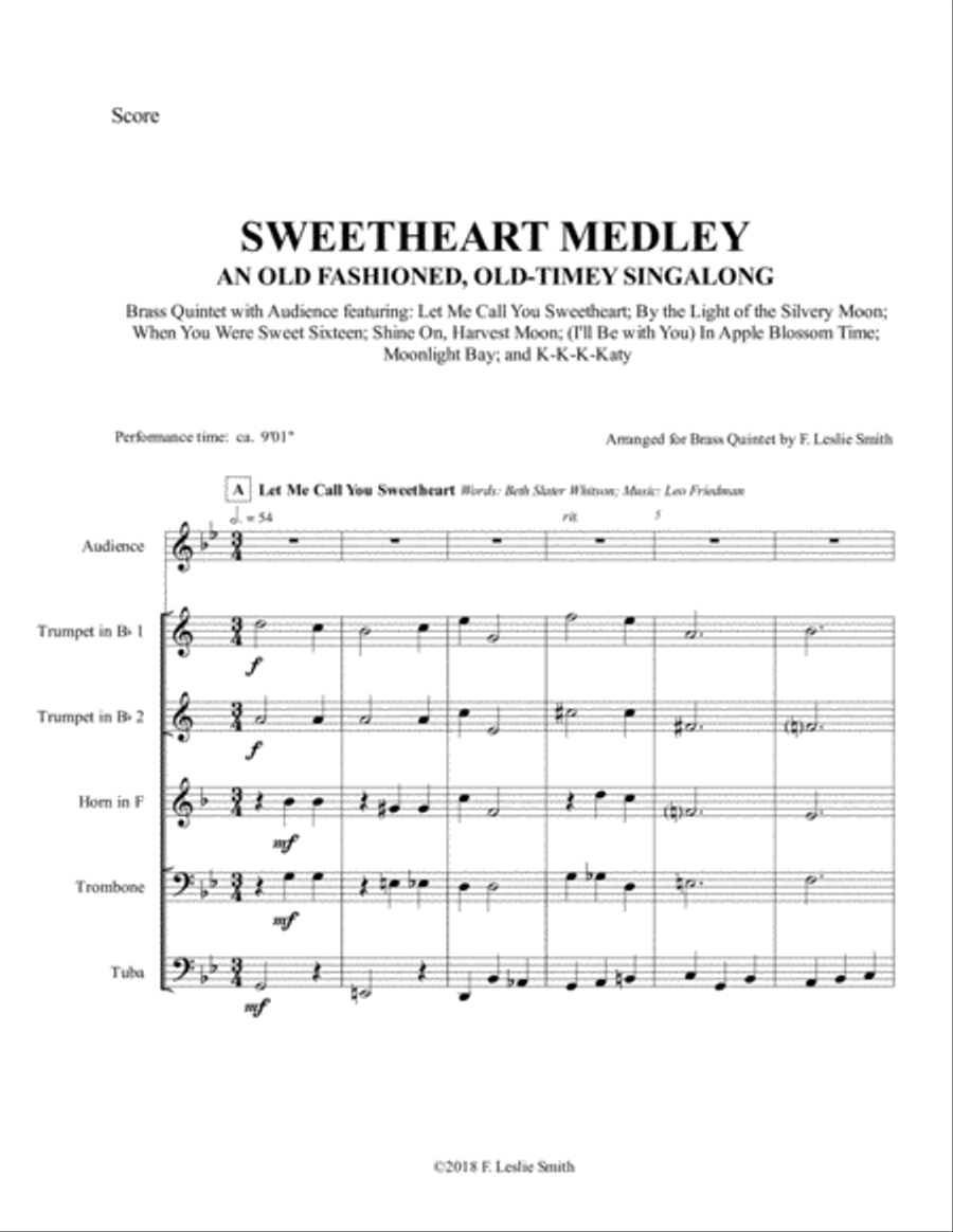 Sweetheart Medley: An Old Fashioned, Old-Timey Singalong Brass Ensemble scores gallery preview page 2