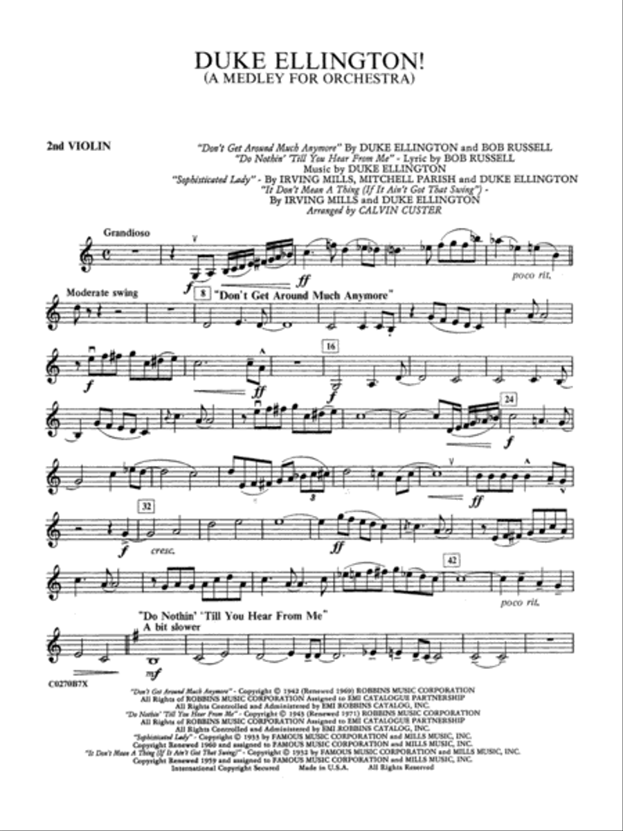 Duke Ellington: 2nd Violin Full Orchestra scores gallery preview page 1