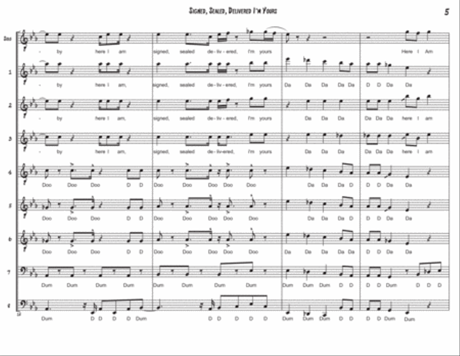 Signed, Sealed, Delivered I'm Yours TTBB scores gallery preview page 6