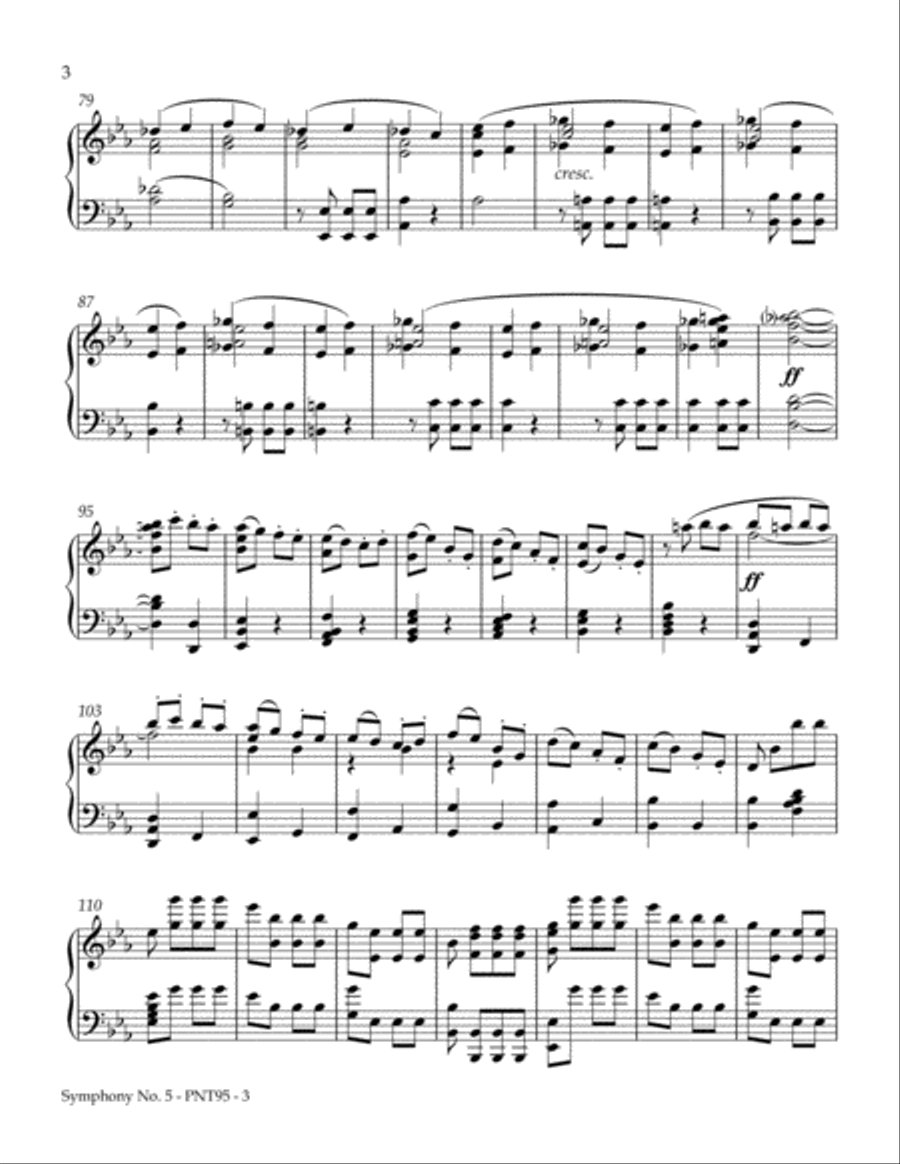 Symphony Number 5, 1st Movement Piano Solo scores gallery preview page 4