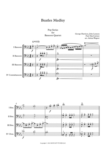 "Beatles Medley" Bassoon Quartet arr. Adrian Wagner image number null