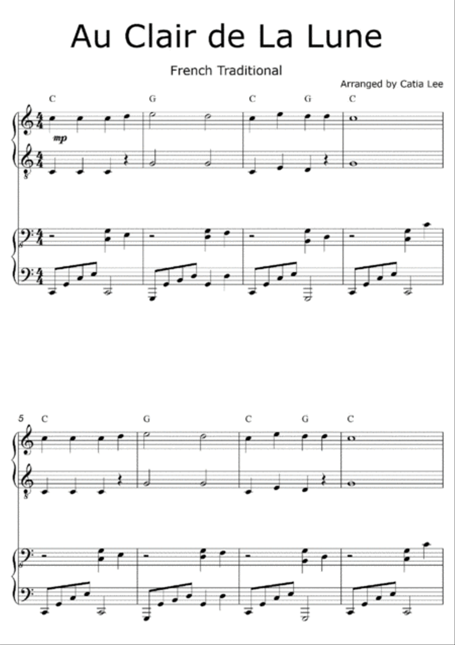 Au CLair de La Lune 1 Piano, 4-Hands scores gallery preview page 2
