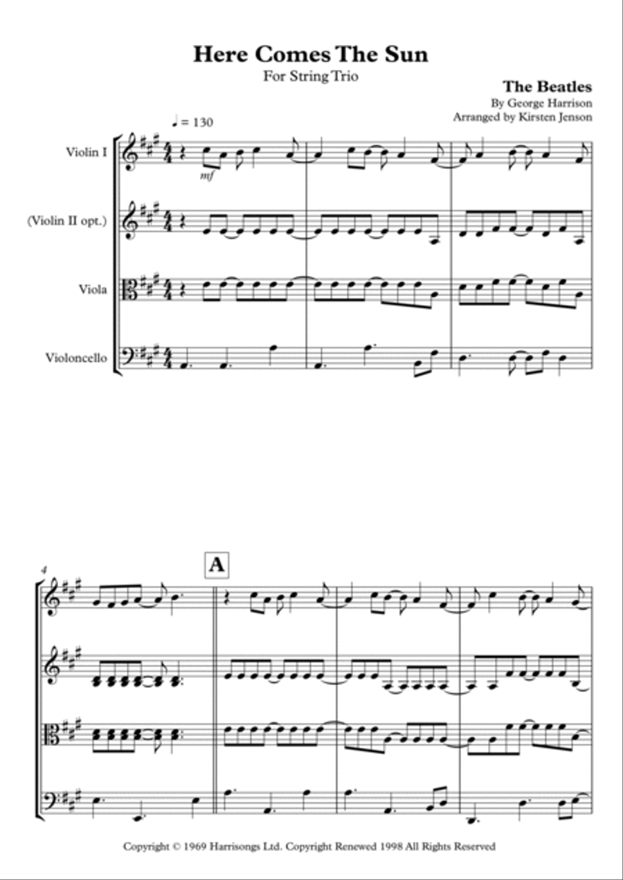 Here Comes The Sun Here Comes The Sun String Trio scores gallery preview page 3
