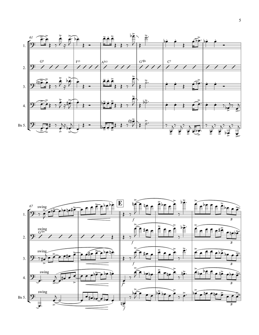 Xenomorphic Blues for 5 Trombones Quintet Brass Ensemble scores gallery preview page 5