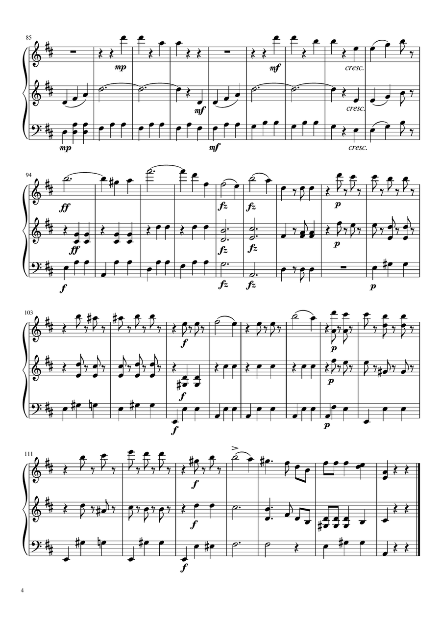 Theme from the Blue Danube Waltz (two violins and cello) String Trio scores gallery preview page 5