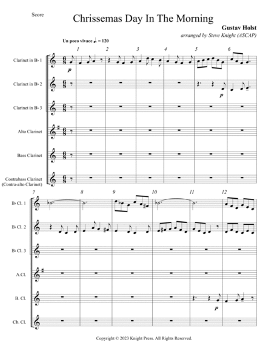 Chrissemas Day In The Morning Clarinet Choir scores gallery preview page 2