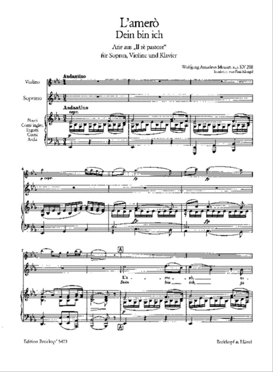 “Il Re pastore” KV 208 – L’amerò, sarò costante Piano, Vocal scores gallery preview page 2