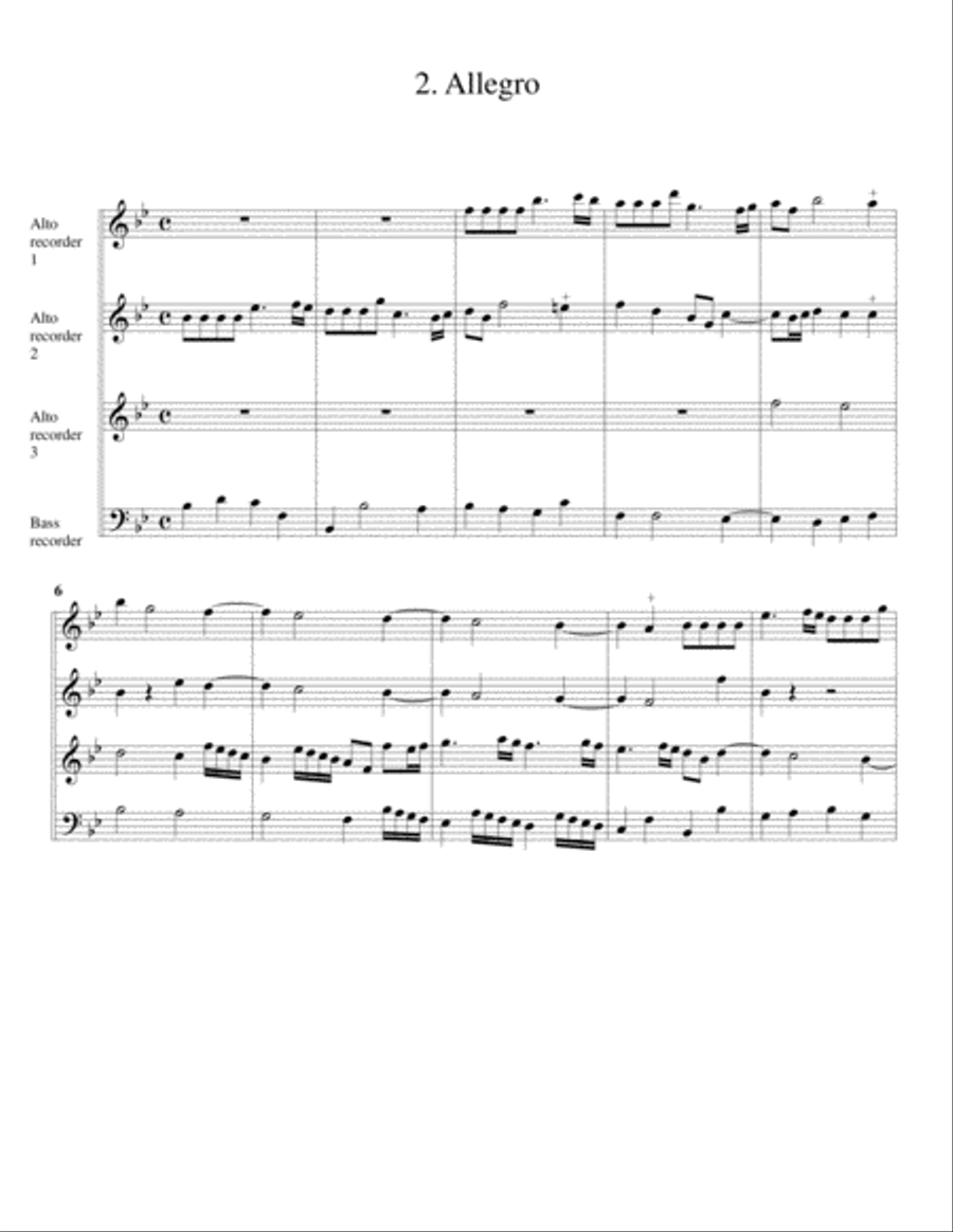 Sonata, Op.34,no.2 (arrangement for 4 recorders) Recorder scores gallery preview page 6