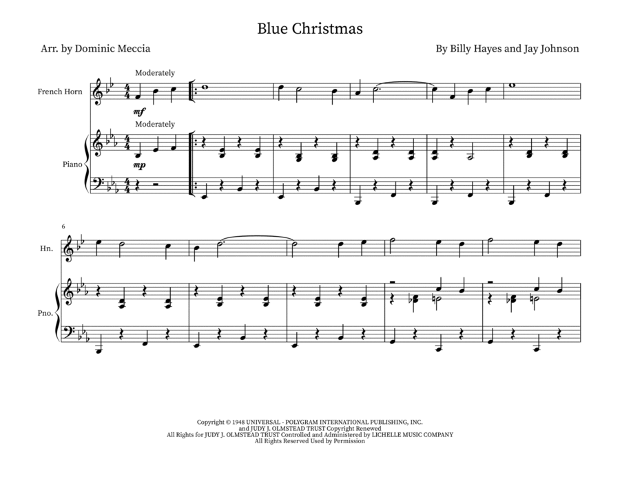 Blue Christmas Horn scores gallery preview page 1