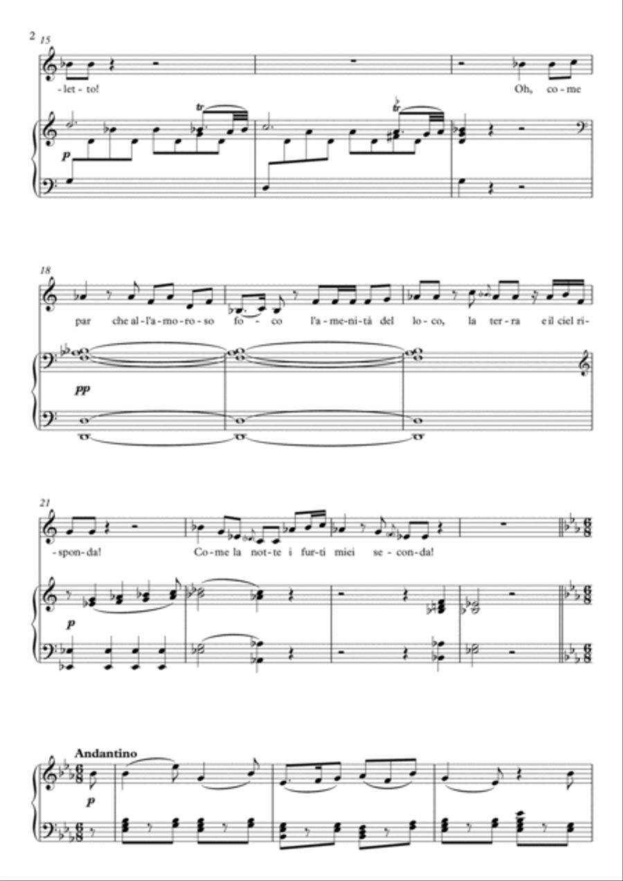 Deh vieni, non tardar - Le nozze di Figaro (Eb Major) Soprano Voice scores gallery preview page 3